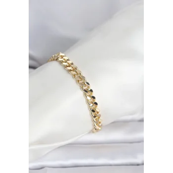 CM 14K Gold Renk Ezme Kalın Zincir Model Kadın Bileklik