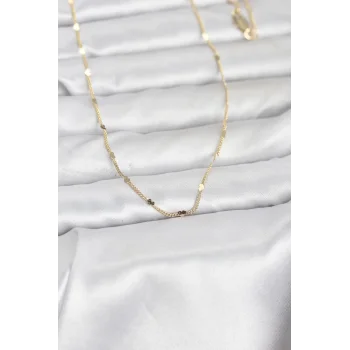 CM 14K Gold Renk Ezme Kalp Detaylı 60 cm Zincir Kadın Kolye