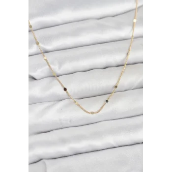 CM 14K Gold Renk Ezme Pul Model 60 cm Kadın Kolye