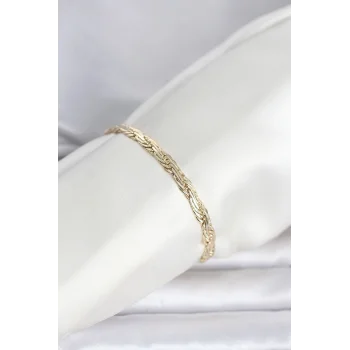 CM 14K Gold Renk Ezme Sarmal Zincir Model Kadın Bileklik