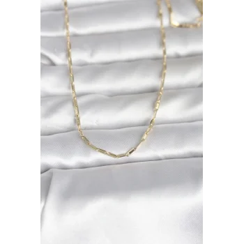 CM 14K Gold Renk İnce Ataç Zincir Model 60 cm Kadın Kolye