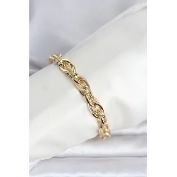 CM 14K Gold Renk Kalın Burgu Zincirli Model Kadın Bileklik
