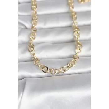 CM 14K Gold Renk Kalın Halka Zincirli 60 cm Kadın Kolye