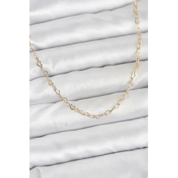 CM 14K Gold Renk Kalp Zincirli Kadın Kolye