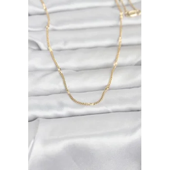 CM 14K Gold Renk Lazer Puntalı Model 60 cm Kadın Kolye