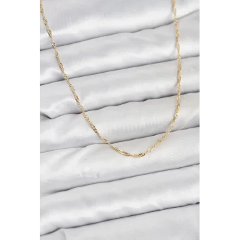 CM 14K Gold Renk Pirinç Ezme Burgu Model Kadın Kolye