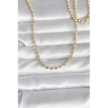 CM 14K Gold Renk Top Zincirli Model 60 cm Kadın Kolye