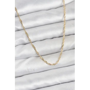 CM 14K Gold Renk Yassı Burgulu Model Kadın Kolye