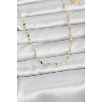 CM 14K Gold Renk Yassı Gemici Zincir Model 60 cm Kadın Kolye