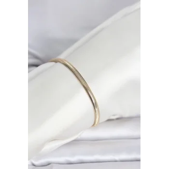 CM 14K Gold Renk Yassı Yılan Zincir Model Kadın Bileklik