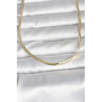CM 14K Gold Renk Yassı Zincir Model 45 cm Kadın Kolye
