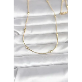 CM 14K Gold Renk Yılan Zincirli Damla Topçuk Model 60 cm Kadın Kolye