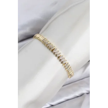 CM Arpa Model Zirkon Taşlı VIP Seri Gold Renk Pirinç Kadın Bileklik