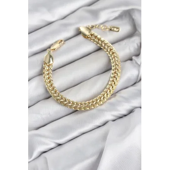 CM Kalın Singapur Model Gold Renk Pirinç Kadın Bileklik