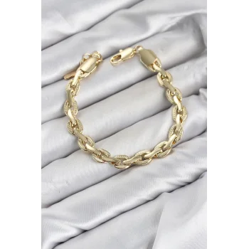 CM Kalın Zincir Model Gold Renk Pirinç Kadın Bileklik