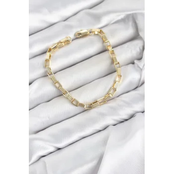 CM Kare Halka Model Gold Renk Pirinç Kadın Bileklik
