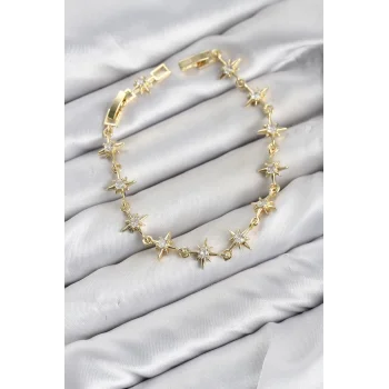 CM Kutup Yıldızı Model Gold Renk Zirkon Taşlı Kadın Bileklik