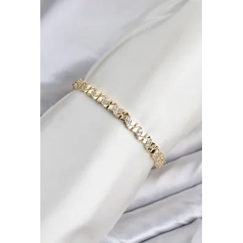 CM Model Zirkon Taşlı VIP Seri Gold Renk Pirinç Kadın Bileklik