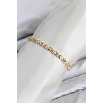 CM Model Zirkon Taşlı VIP Seri Gold Renk Pirinç Kadın Bileklik