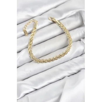 CM Singapur Zincir Model Gold Renk Pirinç Kadın Bileklik