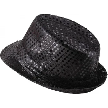 Çocuk Boy Siyah Payetli Şapka Gösteri Şapkası Michael Jackson Şapkası 54 No