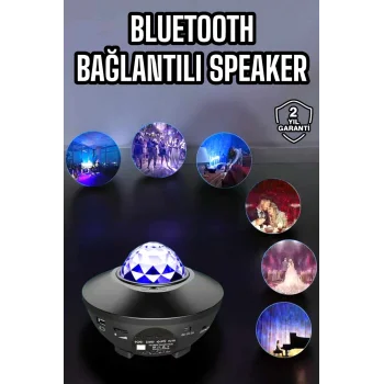 Çocuklara Özel Şarjlı Bluetooth Hoparlör Parti Led Lambası Yıldızlı Projeksiyon