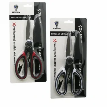 ÇOK AMAÇLI 4IN1 MUTFAK MAKASI 20CM -KIRACAK - AÇACAK- KESİCİ - MAKAS - (MAKAS AĞZI PLASTİK KILIF KAPAK) (5047)