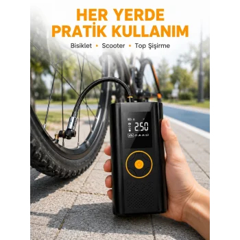 Çok Amaçlı Dijital Lastik Pompası Araç Bisiklet Top Uyumlu Yeni Nesil