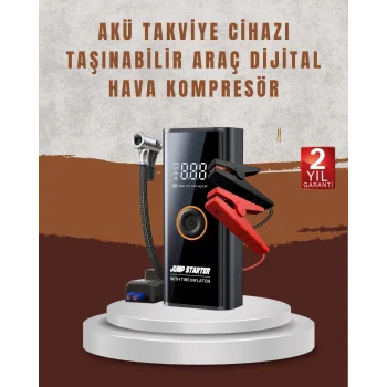 Çok Fonksiyonlu Araç Yol Yardım Kiti Jump Starter ve Lastik Pompası