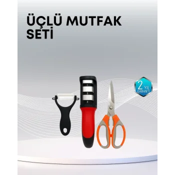 Çok Fonksiyonlu Mutfak Makas Seti – 3 Makas, Bileyici ve Soyacak Dahil