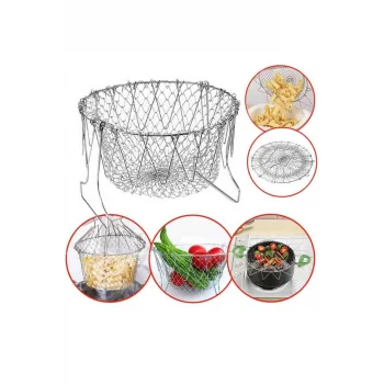Çok Fonksiyonlu Pratik Süzgeç Katlanır - Kızartma Haşlama Aparatı -Chef Basket