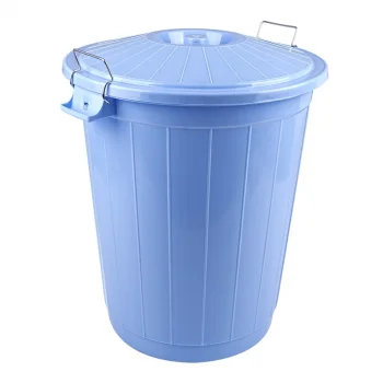 Çöp Kovası 70 Lt Plastik Çöp Kovası Kapaklı Büyük Boy Çöp Bidonu Dayanıklı Çöp Kovası - Mavi