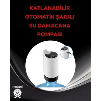 Damacana Üstü Akıllı Su Pompası | 3 Damacana Kullanım | 4W Güç | Micro USB Şarjlı | Katlanabilir & Taşınabilir