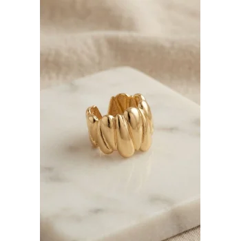 Damla Dilimli Gövde Gold Renk Bohem Yüzük