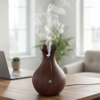 Damla Model Akasya Renk Hava Nemlendirici – Ultrasonik Soğuk Buhar Makinesi, LED Işıklı Masaüstü Oda Nemlendirici (5047)