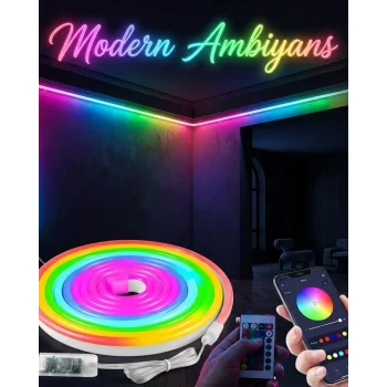 Dekoratif RGB LED Şerit Neon Işık 3 Metre Su Geçirmez Uzaktan Kumandalı Ortam Aydınlatması
