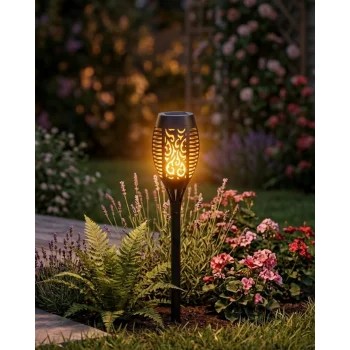 Dekoratif Solar Bahçe Meşalesi Alev Efektli LED Otomatik Sensörlü Dış Mekan Aydınlatma