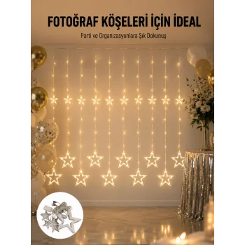 Dekoratif Yıldız Peri Led Perde 3x3 Metre Ortam Işığı Yeni Nesil