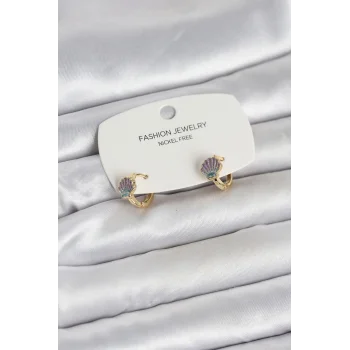 Deniz Kabuğu Model Gold Pirinç Çocuk Küpe