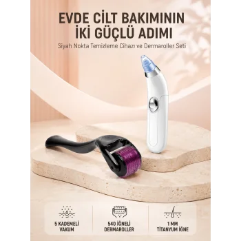 Dermaroller ve Vakumlu Siyah Nokta Temizleme Cihazı 2’li Cilt Bakım Seti
