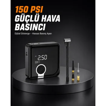 Dijital Ekranlı Diyafram Tip Kompresör 150 PSI Güçlü Motorlu