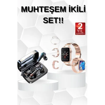 Dijital Göstergeli Powerbank Bluetooth Kulaklık ve Yeni Nesil Amoled Ekran Akıllı Saat