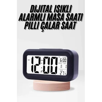Dijital Işıklı Alarmlı Çalışma Masası Ekran Pilli Çalar Saat