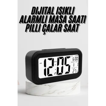 Dijital Masa Saati Termometre Takvim Led Ekran Pilli Ev Ofis Masası