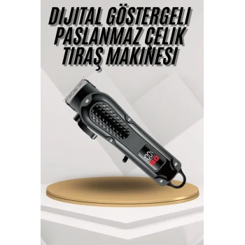 Dijital Profesyonel Kablosuz Saç Sakal Tıraş Makinası Sessiz Paslanmaz Çelik