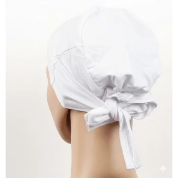 Dikişsiz Bağlamalı Tesettür Bone - Bağlamalı Bandana Beyaz