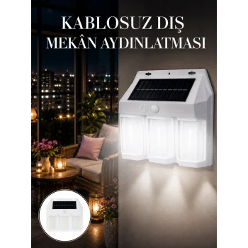 Dış Mekan Solar Duvar Lambası – 120° Hareket Algılama, 3 Işık Modu