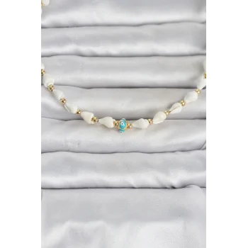 Doğal Deniz Kabuğu Dizili Nazar Model Kolye