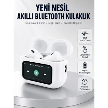 Dokunmatik Ekranlı Bluetooth Kulaklık ANC Gürültü Önleme Suya Dayanıklı Yeni Nesil