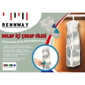 Dolap İçi Asılabilir Temiz Çorap Düzenleyici Çorap Filesi Askılık